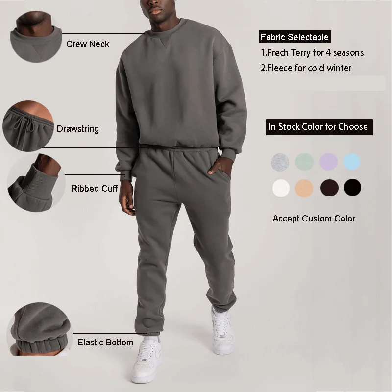Crewneck Tracksuit Set Jogging Track Suits Sports Set,Blank Sweatsuits