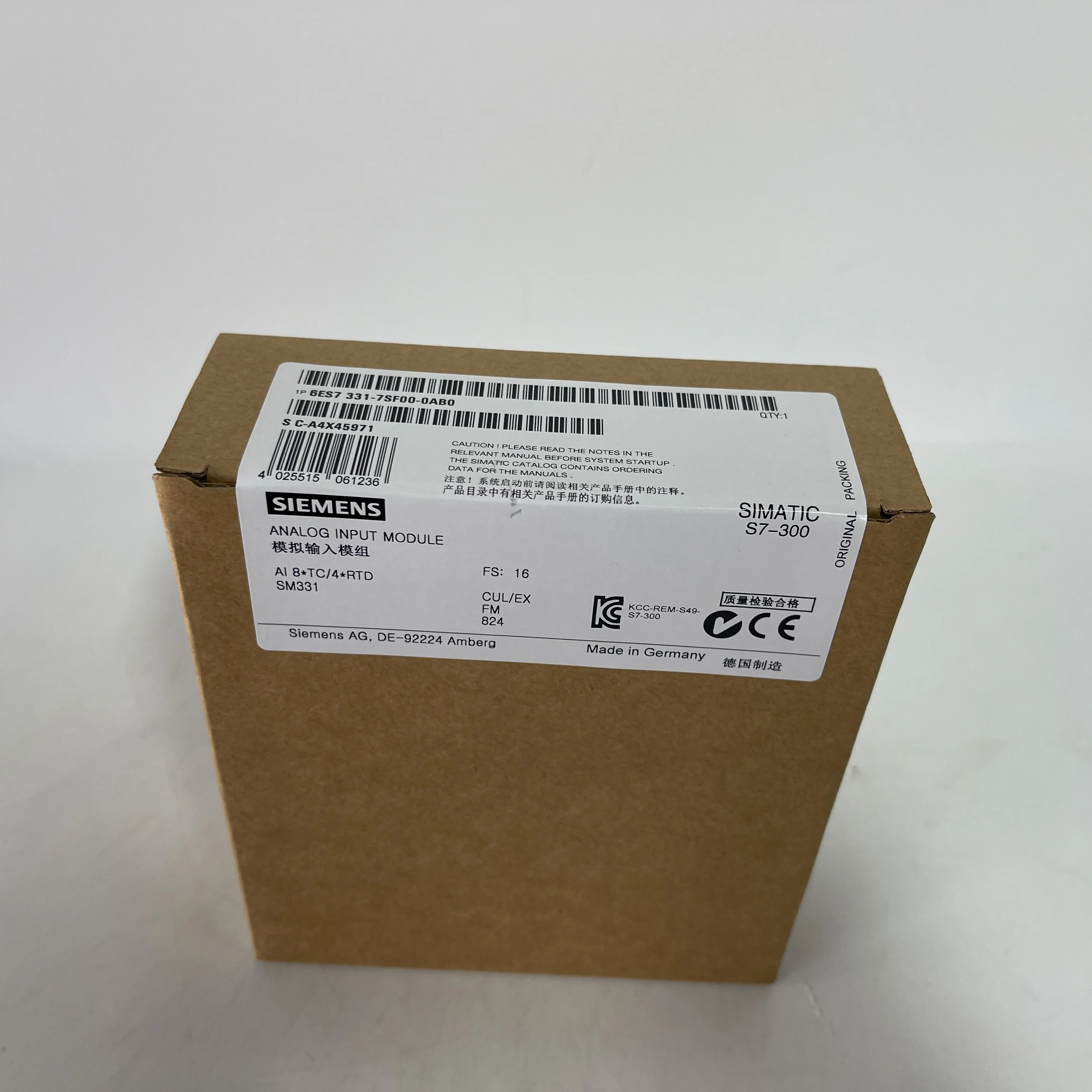 Siemens Analog Input Module (S7-300 PLC) 6ES7331-7SF00-0AB0 Siemens Analog Input Module (S7-300 PLC) 6ES7331-7SF00-0AB0
