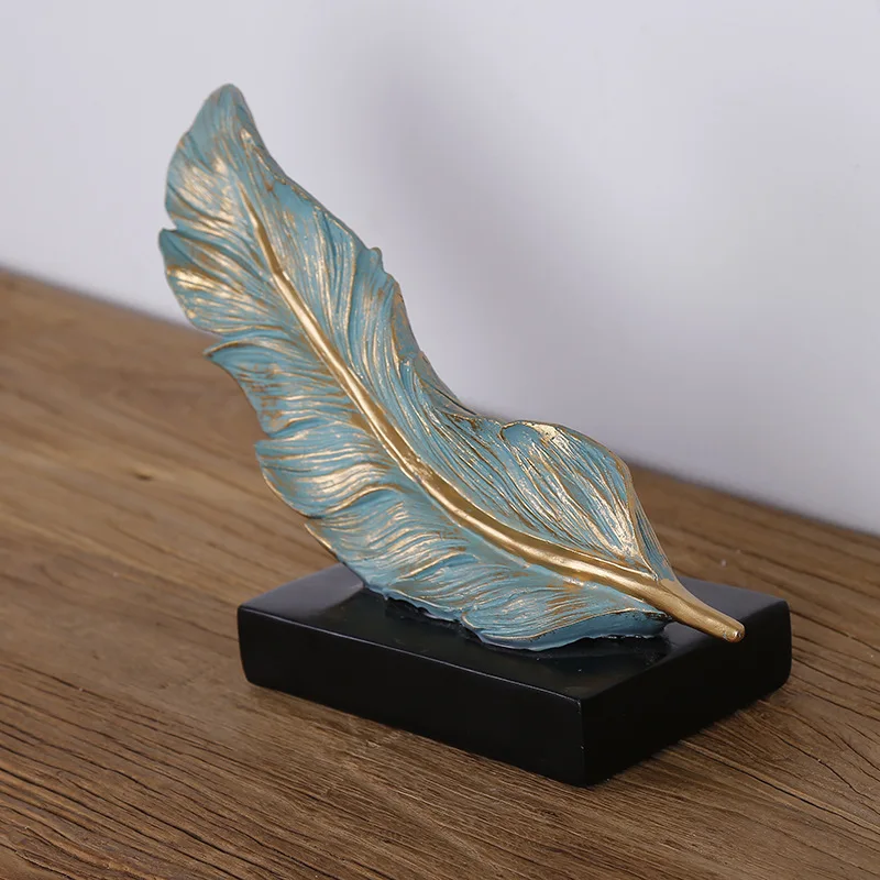 European style TV wine cabinet decoration light luxury resin feather home decoration
