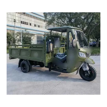5 Wheel Petrol Engine Motorcycle Tricycle with Roof for Adult / 2024 300cc Motorized 3 Wheels Cargo Tricycle Gasoline Motorcycle