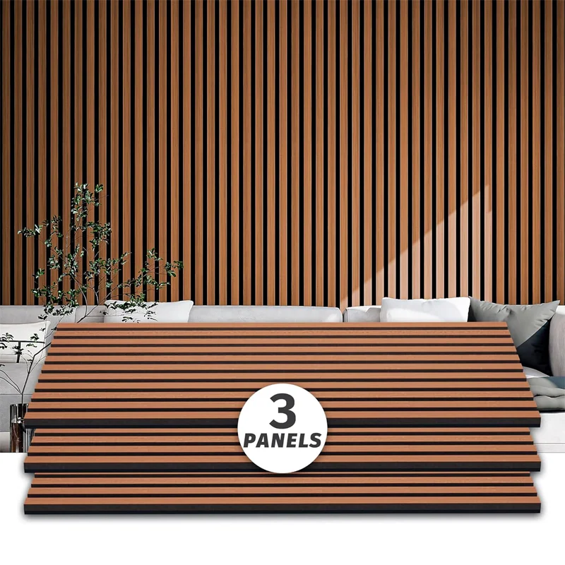 Modern Designed Wooden Acoustic Slat Wood Panels Decorative Sound Absorbing Noise Panel for Hotel/Apartment Interior TV Wall