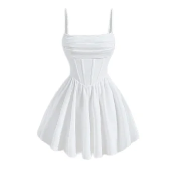 2024 Summer Temperament Elegant Style Slim Line Spaghetti Strap Long Dress Fashion Slip Simple Dress for Women
