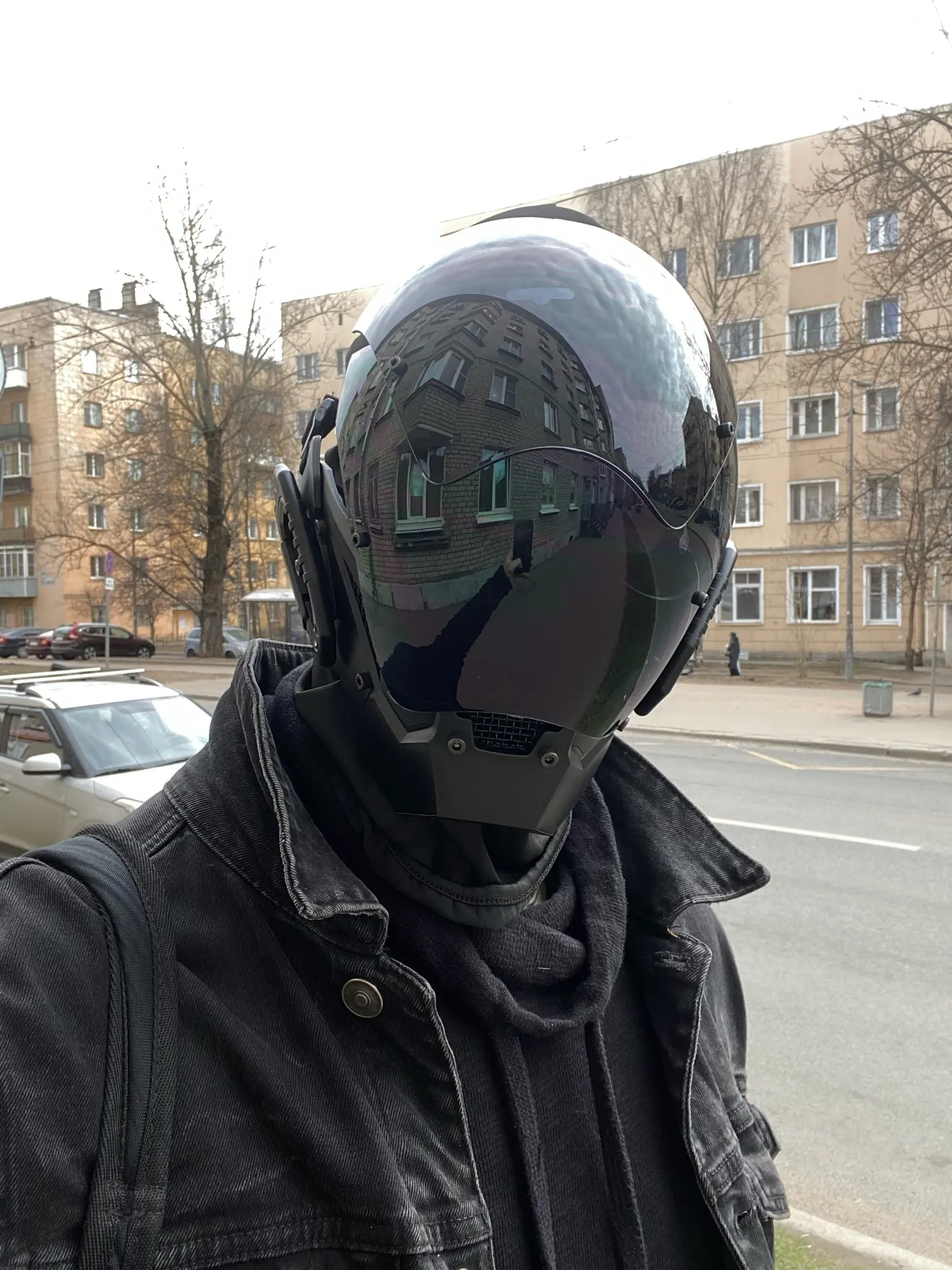 YYINYUAN Cyberpunk Cosplay Mask, Antenna Futuristic Techwear Cyber