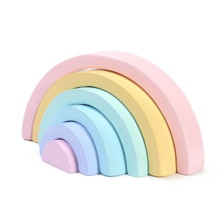 Montessori Rainbow Stacking Game Learning Toy Wooden rainbow Building Blocks Rainbow Arch Bridge Wooden Toy