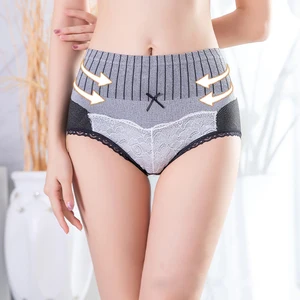 HD003 Seamless Lace Warm Custom High Waist Design Soft Women's Sexy Stretch Scalloped Place Slimming Lingerie Panties