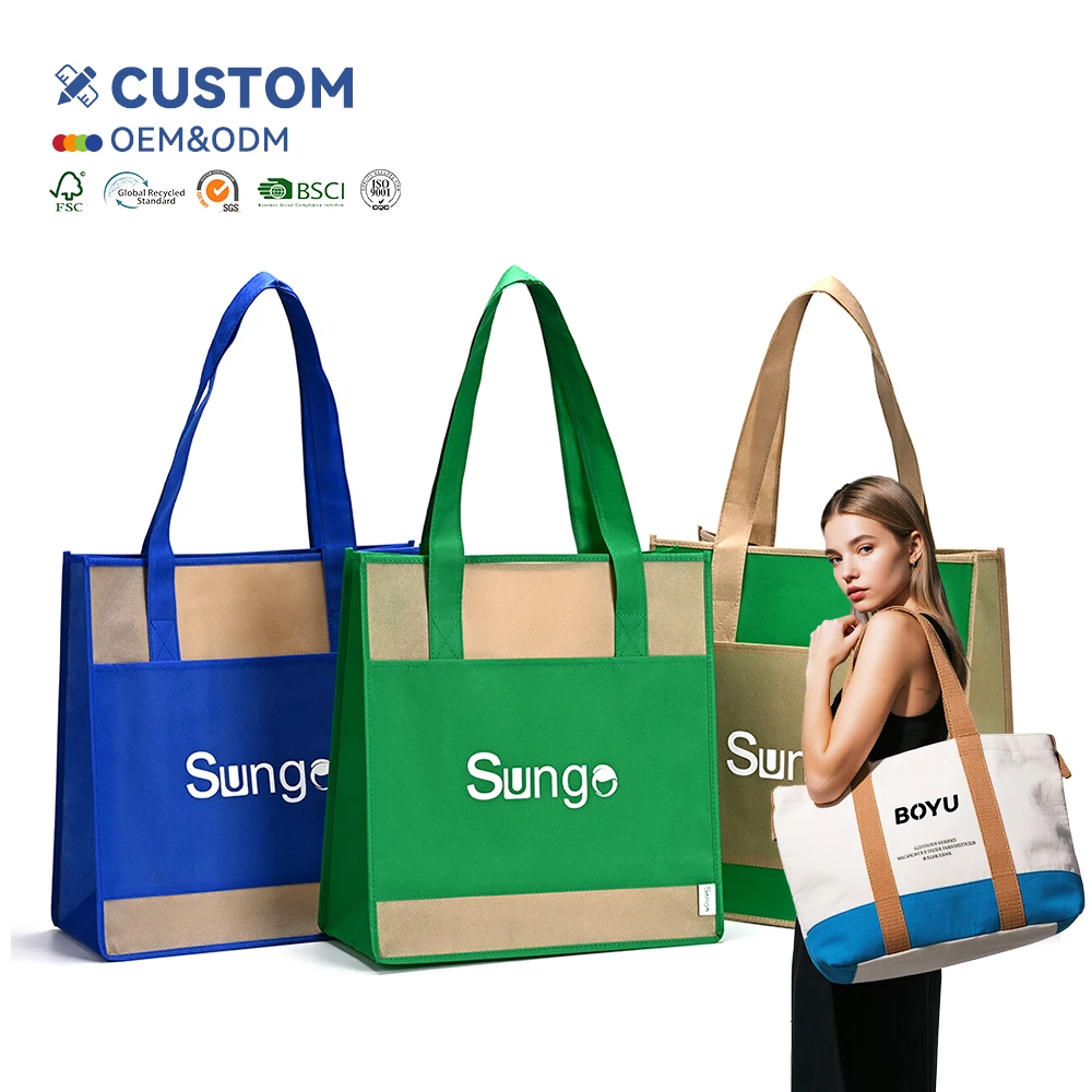 Wholesale Large Custom Cotton Shopping Non Woven Bag Blank Custom Printed Logo Own Design With Pocket