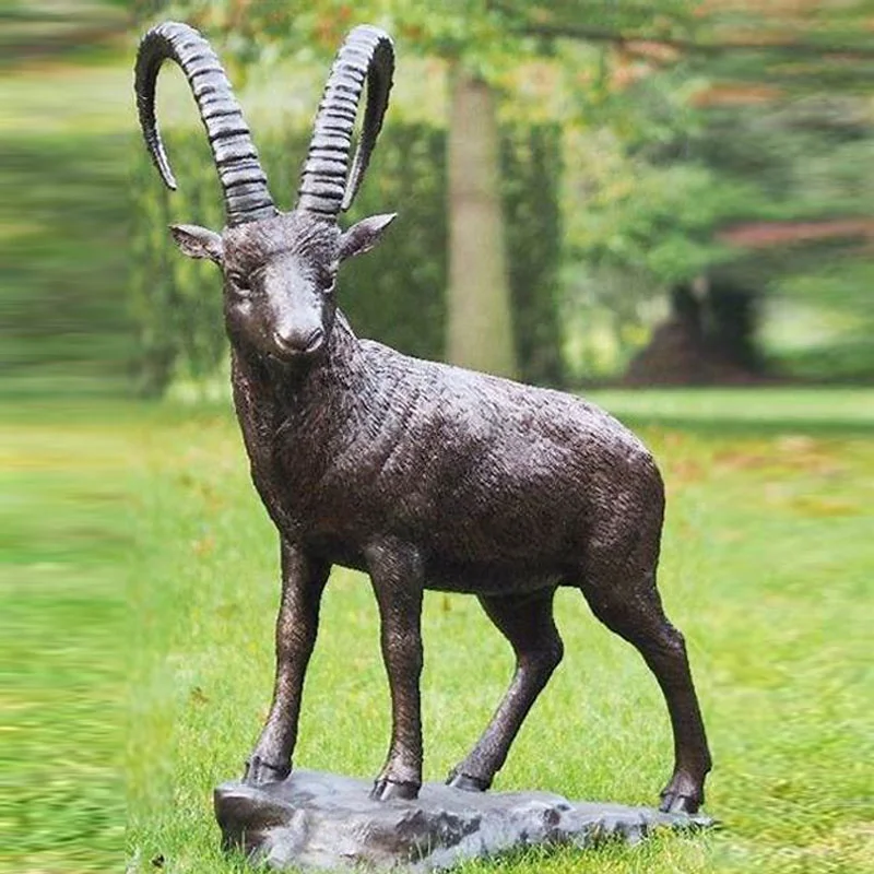Life Size Bronze Ibex Statue Customized Outdoor Landscape Garden Bronze Goat Sheep Sculpture