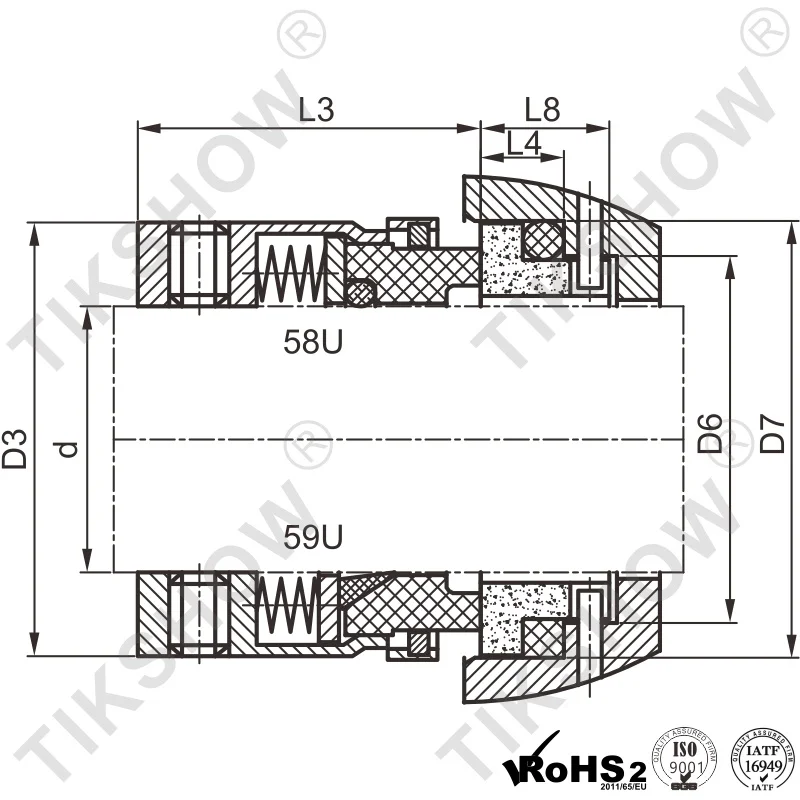 Factory Custom GB58/59UMultiple Spring Mechanical Seals Agitator MechanicalSeals All Kinds of Pump Seals Substitute for Burgmann