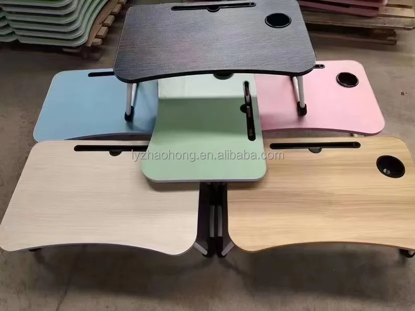 60X40CM Aluminum Alloy Folding Computer Desk Stand Bed Folding Computer Desk Adjustable Height Folding Computer Desk