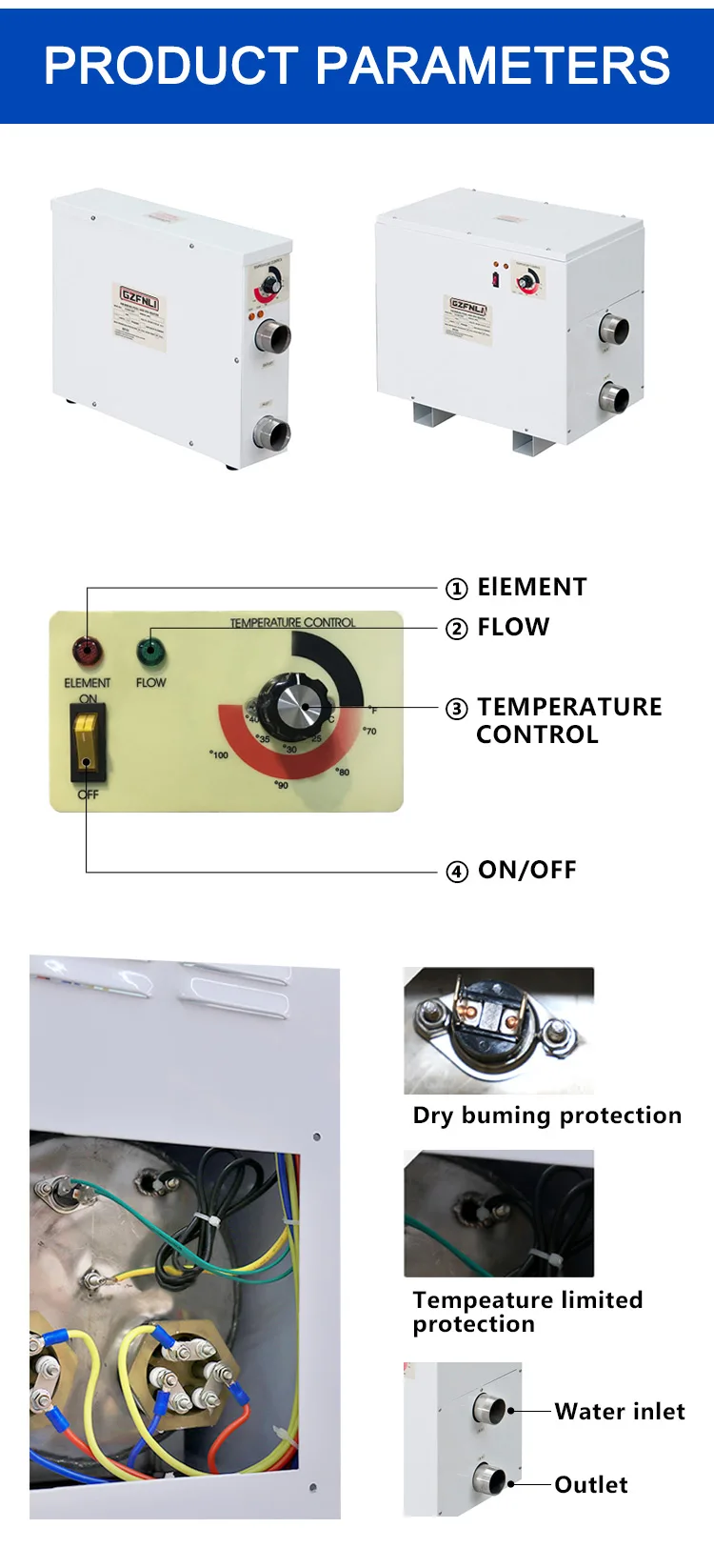 Cheap Price Portable Electric Energy Saving 5.5kw60kw Swimming Pool