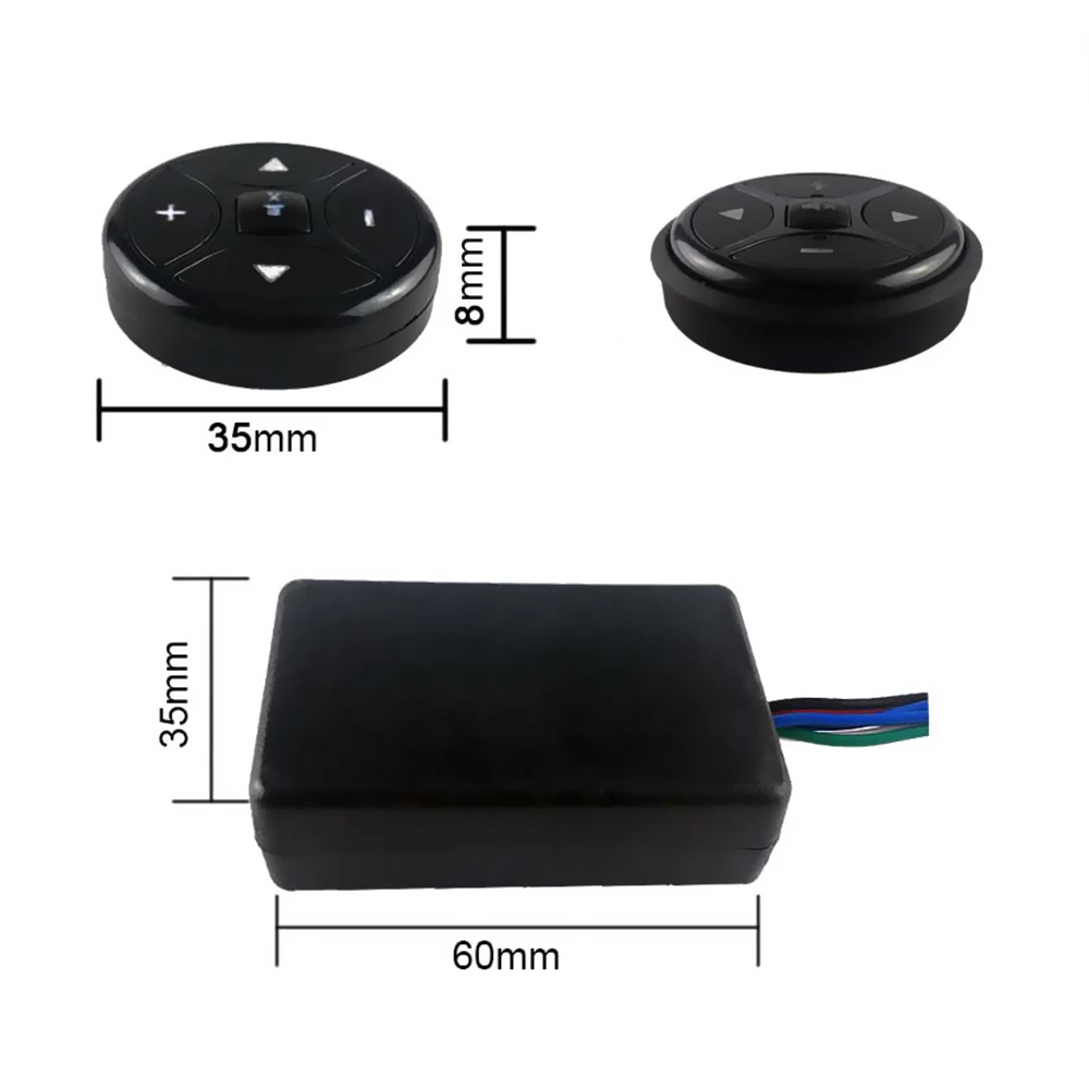 Round Steering Wheel Controller Universal Wireless Button Remote Steering Wheel Control for Car Stereo Audio Radio