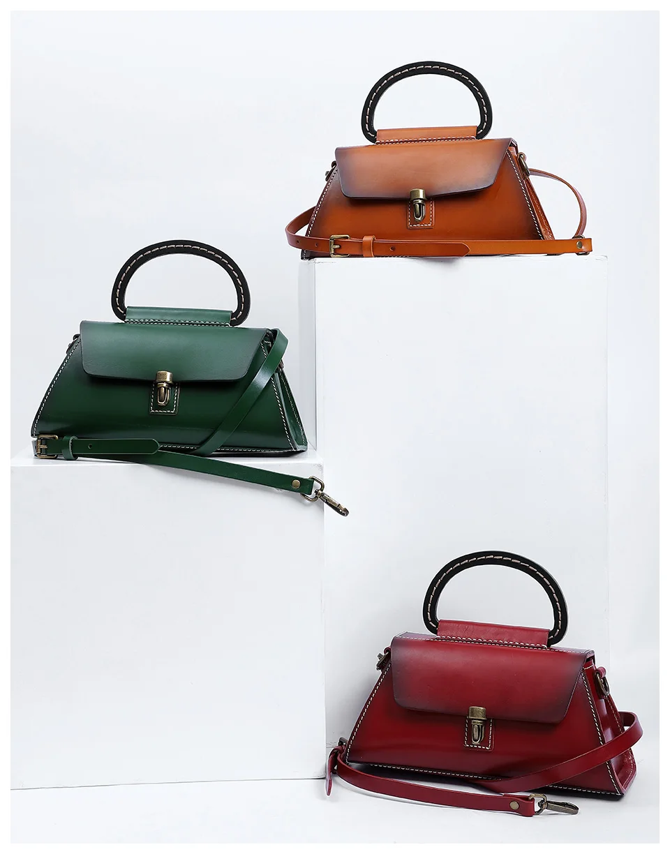 Custom Logo Genuine Leather Vintage Bags Women Handbags Cowhide Stylish ...