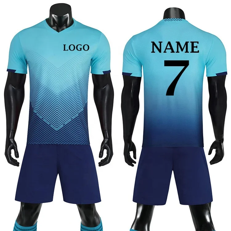 Sky Blue and Navy Blue Plain Soccer - Buy Jersey Design