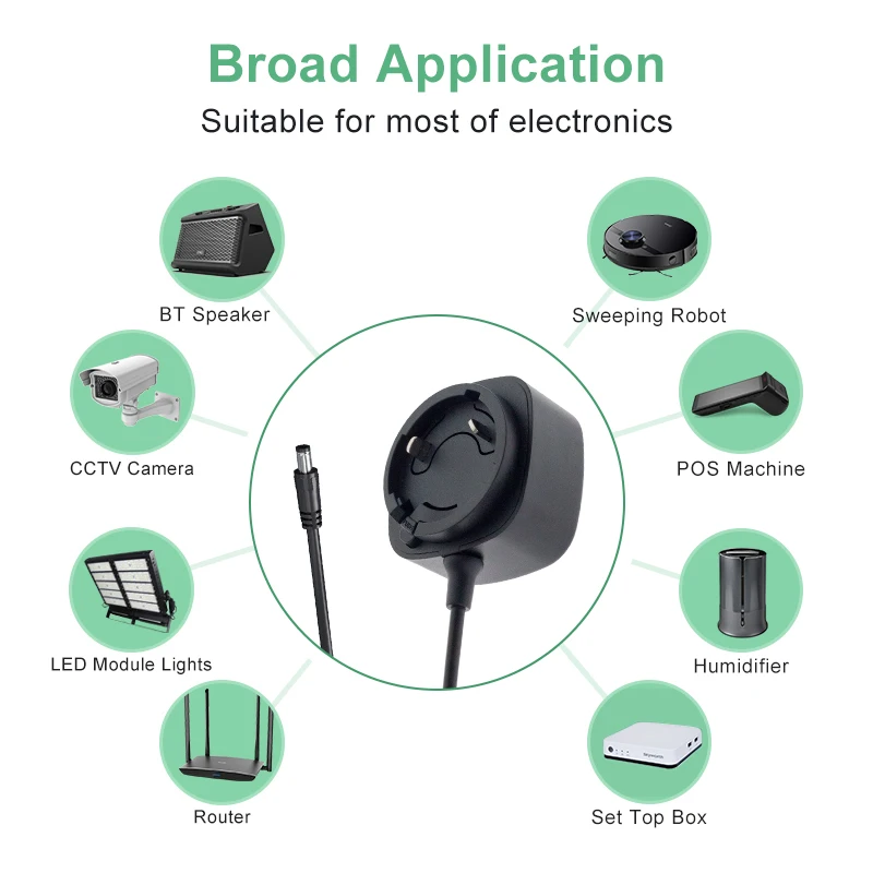 Interchangeable 5V 2A DC Power Supply Adapter