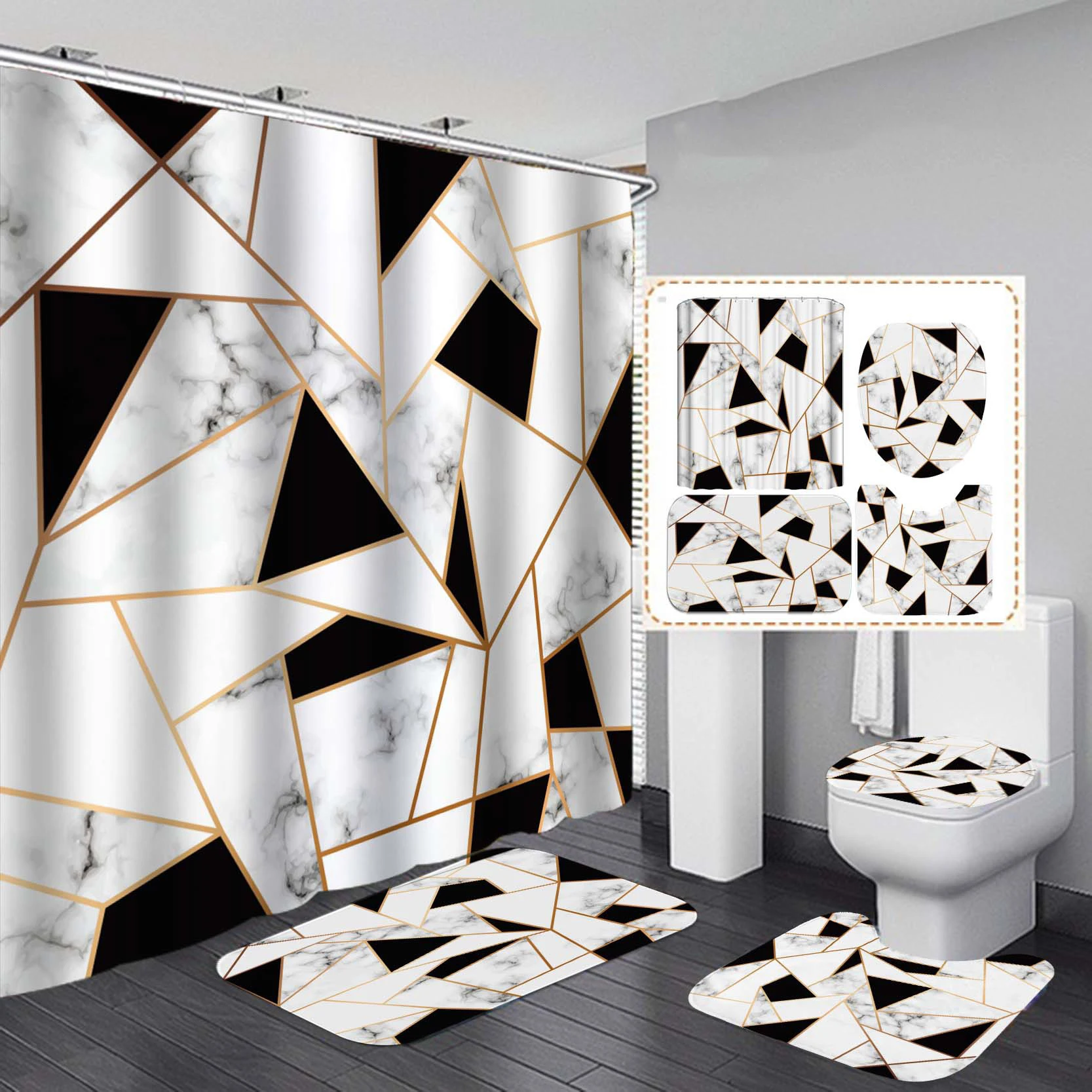 2020 New Modern Style Waterproof Fabric Material Shower Curtain