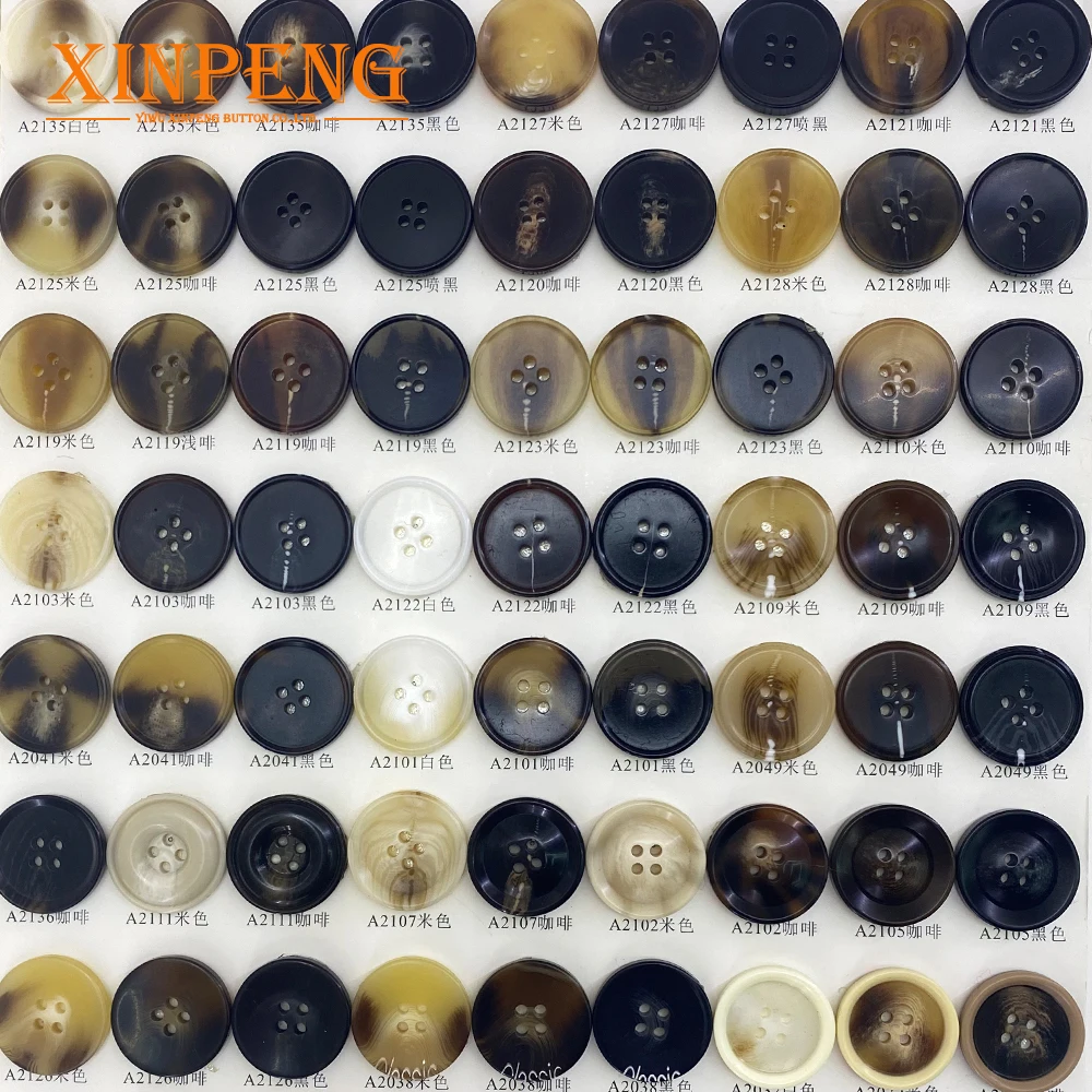 Button Factory Polyester Plastic Around Coat Sewing 4 Holes Resin Button For Clothing Garment