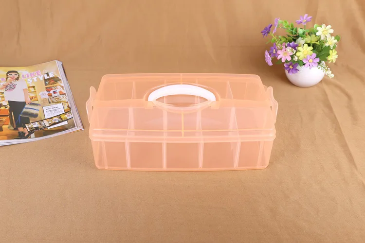 Solid color single-layer extra-large storage box 10-cell plastic portable storage box detachable piece organizer box details