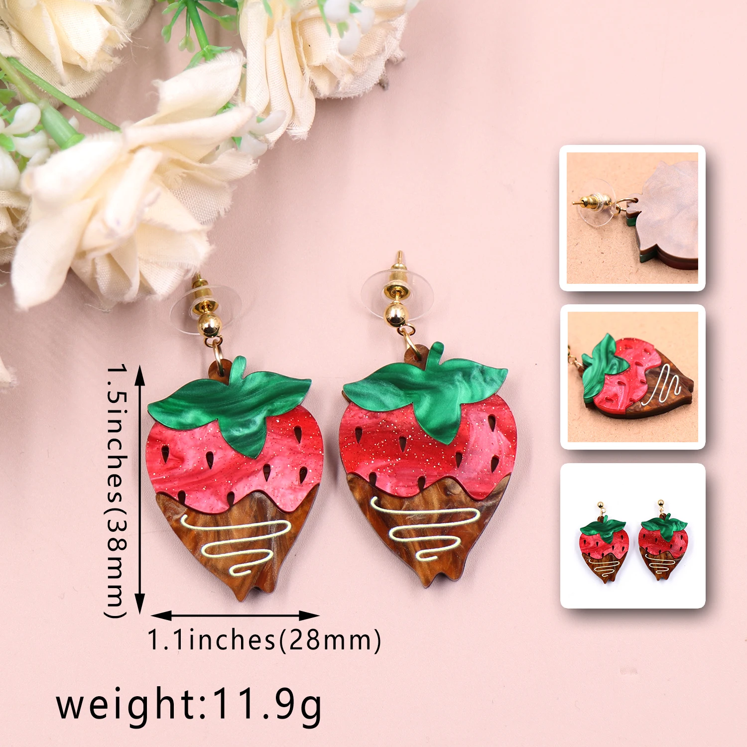 ERS558ER1831 1pair Top fashion CN Drop Chocolates strawberry cute Acrylic earrings Jewelry for women factory