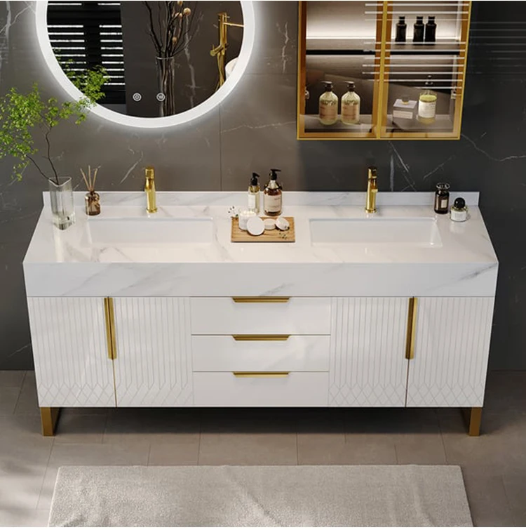 Modern Wooden Panel Bathroom Vanity Cabinet with Single/Double Sinks ...