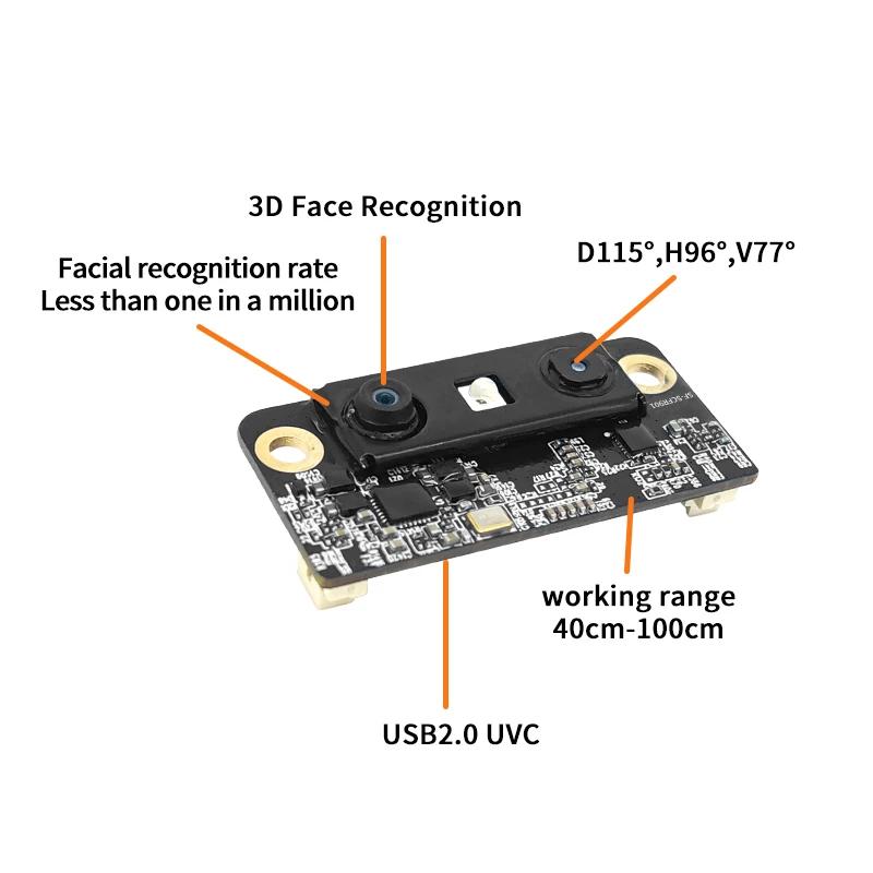 Mini 2MP Facial Recognition Binocular RGB Dual Lens AI USB Camera 3D Face Recognition Camera Module USB2.0 With IR Infrared