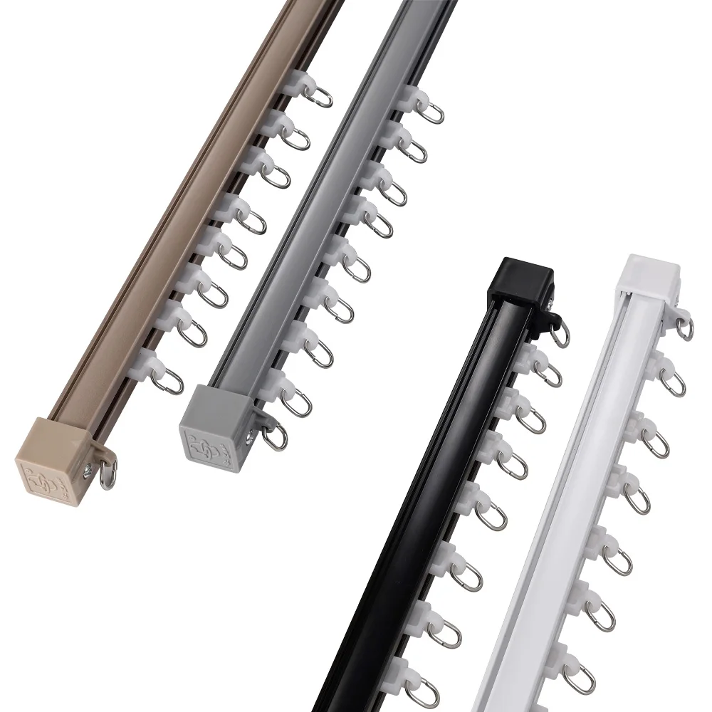 Ceiling Mounted Pulley System Ripple Fold Double Window Curtain Track