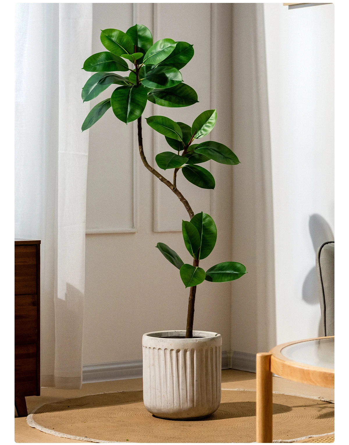 Best-Selling 2m Large Green Artificial Banyan Trees Piano Leaves Indoor Living Room Decor Silk Faux Grass for Office Decoration manufacture