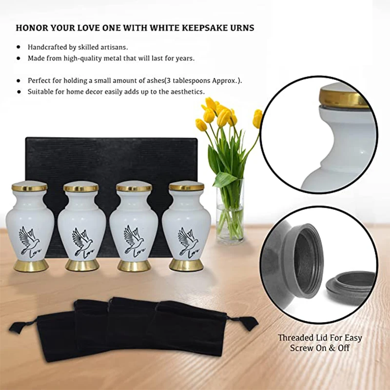 Mini White Urns Wings of Freedom Keepsake Urn for Human Ashes Honor Your Loved One with Funeral Jar - Perfect for Adults Infants