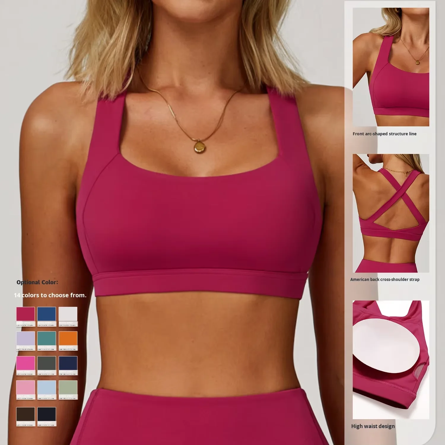 Breathable Yoga tank Top Sports Bra Crisscross Straps Shockproof High-intensity Pilates 