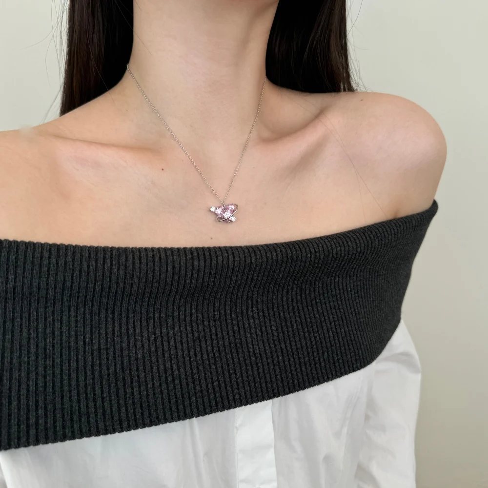 KAKODIY fashion new product 925 Sterling Silver faded free chain 5A cubic zirconia pink Cubic Zirconia love pendant necklace jewelry detail 6