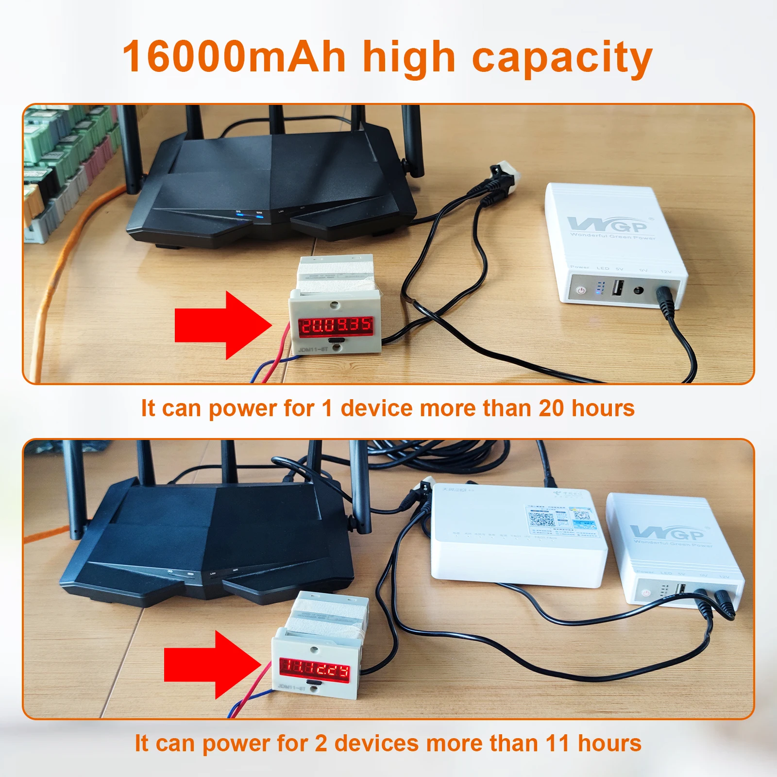 WGP Mini Ups 16000mAh Multiple Output Usb 5v Dc 9v 12v  Mini Ups for Wifi Router 12v Online UPS
