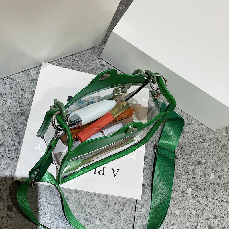 Wholesale Transparent PVC Messenger Bag Customized Fashion Chain Shoulder Clear Women Crossbody Bags