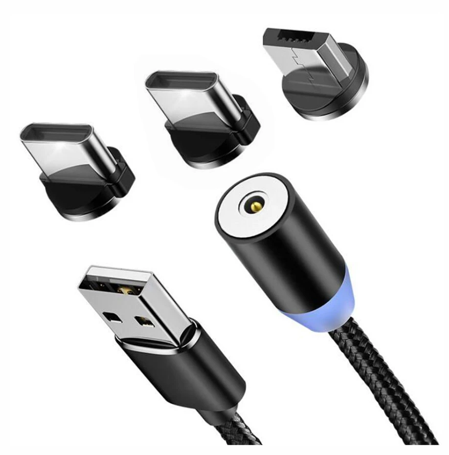  Cable de carga magnético móvil del LED, 3 en 1 cargador  magnético del teléfono del partido móvil que brilla intensamente USB C  cable electromagnético : Electrónica