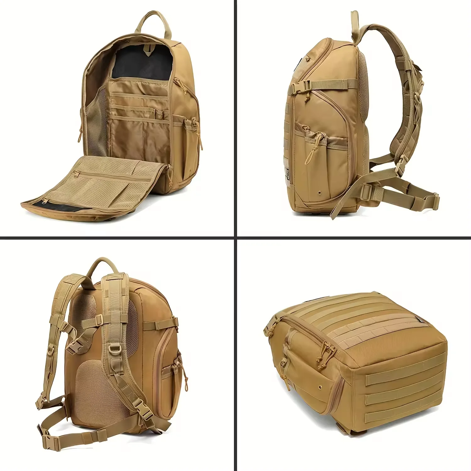 45L Large Capacity Tactical Backpack Molle System PVC/Nylon/Polyester Lining Zipper for Outdoor Hiking Camping 3-Day EDC Assaul