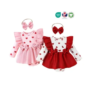 New Born Baby Girl Outfit Cotton Romper Toddler Rompers One Pieces Playsuits Jumpsuit Bodysuits 2PCS Plain Baby Rompers