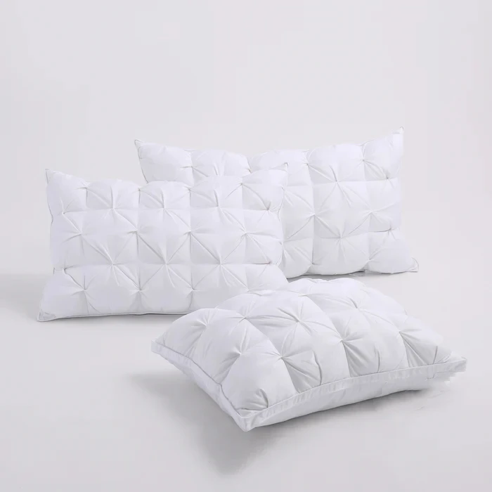 Super Fluffy Twist Flower Design Warm Breathable OEKO BSCI Luxury High Quality Cotton Custom Logo 90% Goose Down Pillow for Bed