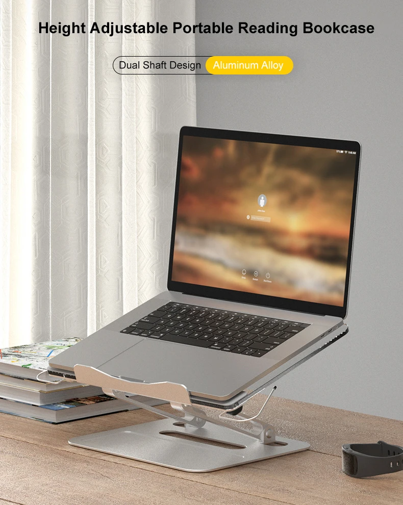 Aluminum Alloy Acrylic Height Adjustable Portable Folding Tabletop Laptop Stand Reading Bookcase