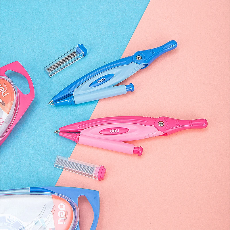 Deli EG20002 Compasses with Mechanical Pencils Plastic 2 Pcs 2C Stationery1pc