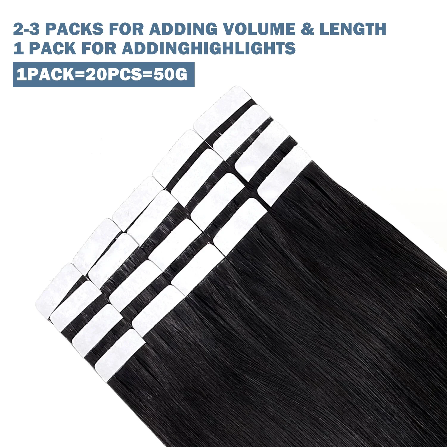 Straight Tape In Hair Extensions Skin Weft Tape Ins Hair Extensions 20Pcs 50G/Pack Adhesive Invisible 100% Real Human Hair Women_voghion.com