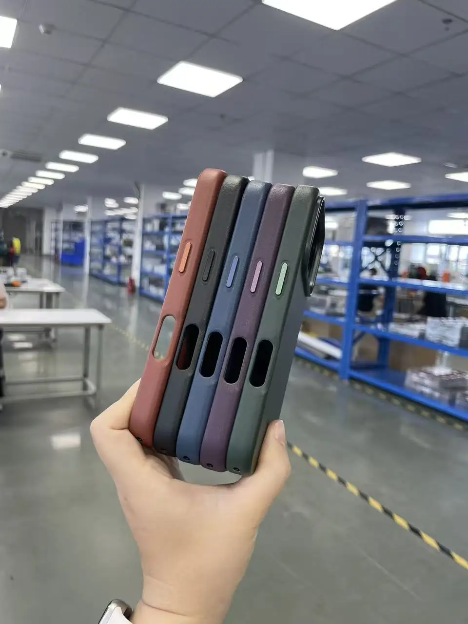 product laudtec pu leather phone cases support lanyard metal button simple business back cover for iphone air 17 16 pro max sjk1101-5
