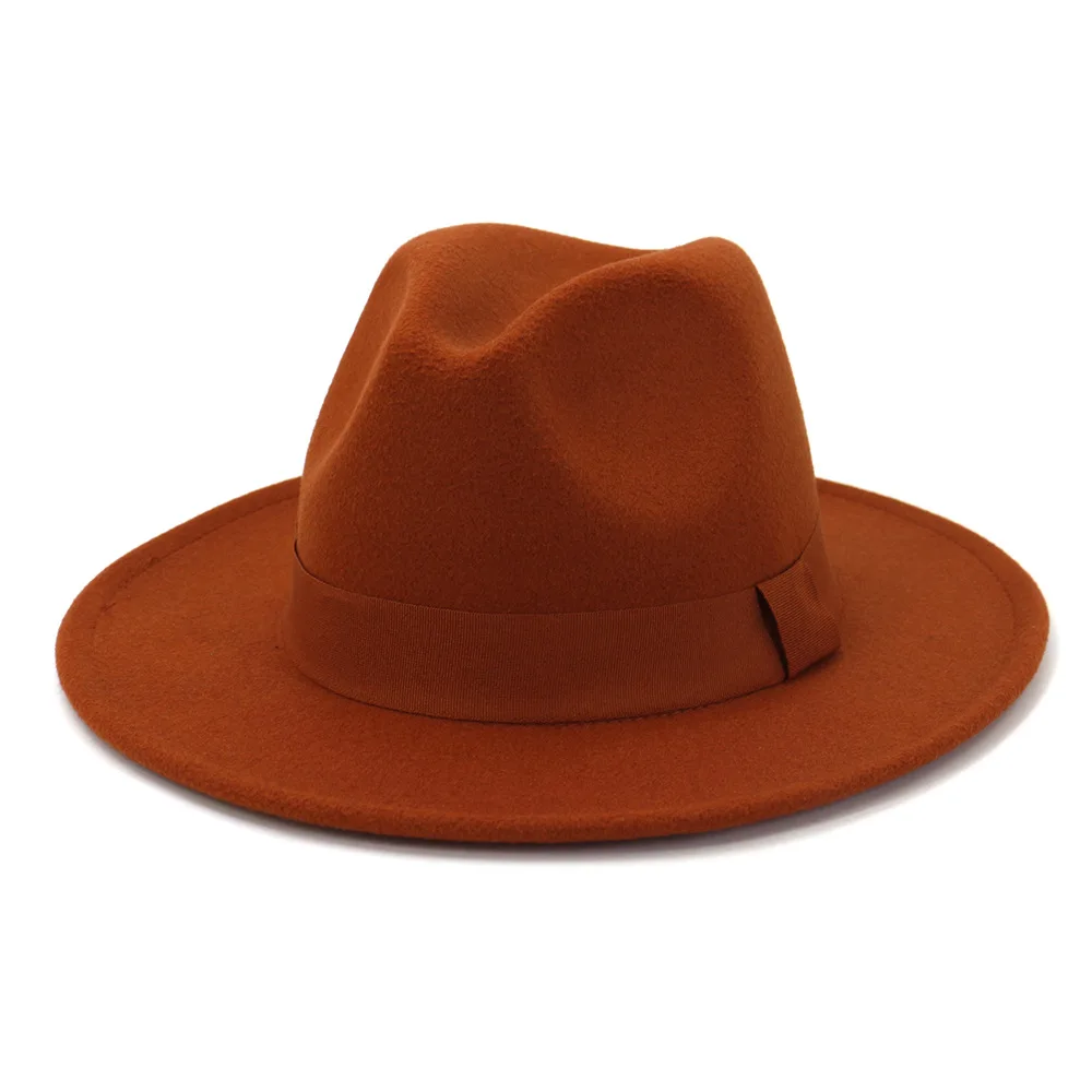 Wide Brim Autumn And Winter Felt Fedora 