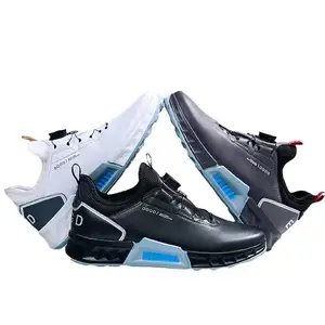 Men's Sporty Casual Golf Shoes Genuine Leather Non-Slip Fixed Sports Lace-Up Closure Lightweight Soft Fashion Trend