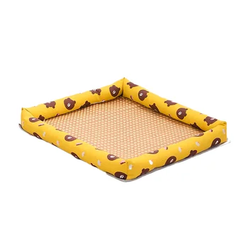 Custom Durable Pet Bed with Rattan Frame and Non-Slip Bottom Ice-Silk Mat Premium Pet Mats & Pads