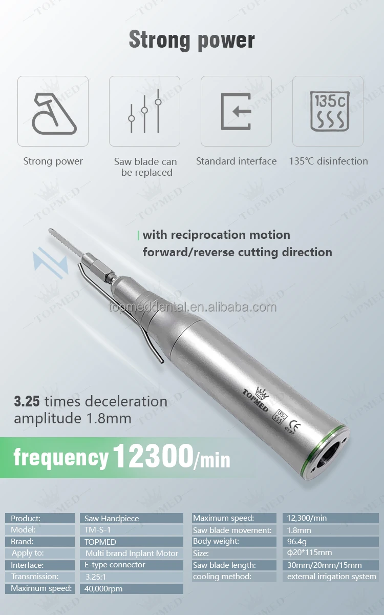 Vibration Setting Dental Handpieces Straight With 3 Saw Blades Anti