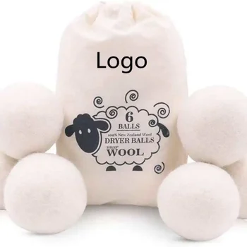 Organic Wool Dryer Balls Natural White 2.9 In 6 Pack Custom Logo New Zealand Wool Dryer Balls, Fabric Softener For Laundry