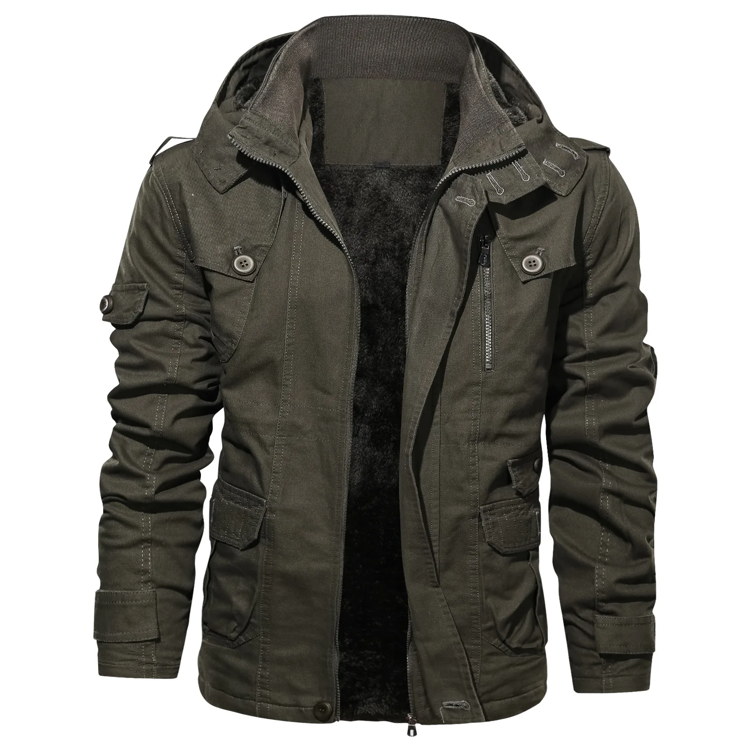 Men's Hooded Jacket Thicken Warm Fleece Winter Jacket For Men_voghion.com