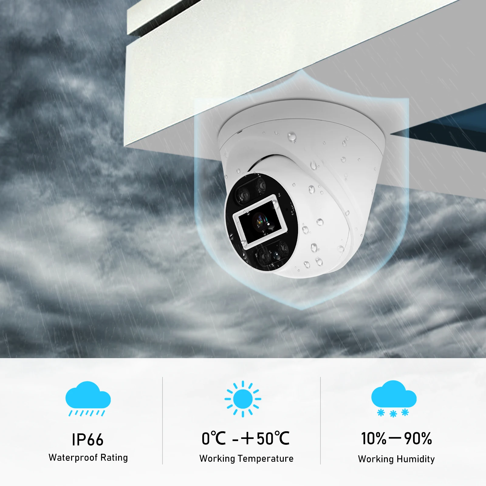 JideTech 4K 8MP 20fps ColorVu Night Vision CCTV IP Humanoid Detection Dome Security Camera 3 Stream RTMP Camera Work with Yotube
