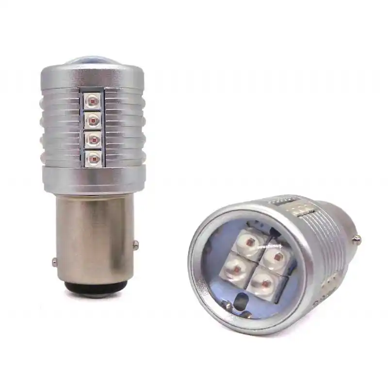 KYPSZQPSH 2 stks 1157 P21/5 W BAY15D Rode LED Lamp Remlichten Canbus PR21 BAZ15D P21/4 W Auto DRL Dagrijverlichting Stop Lampen (Color : White, Size : 1157 BAZ15D P21-4W