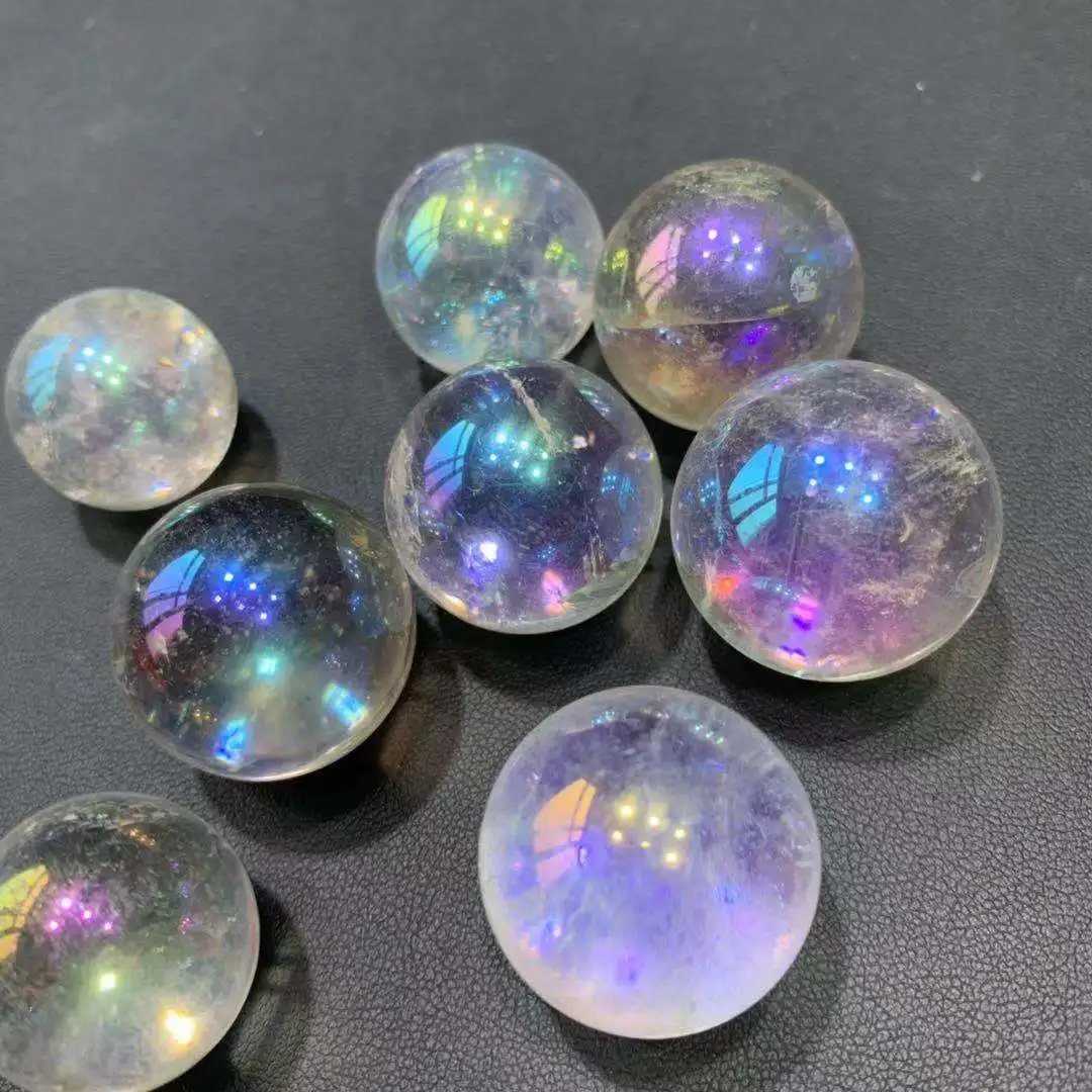gemstone polishde clear quartz healing angel aura crystal sphere
