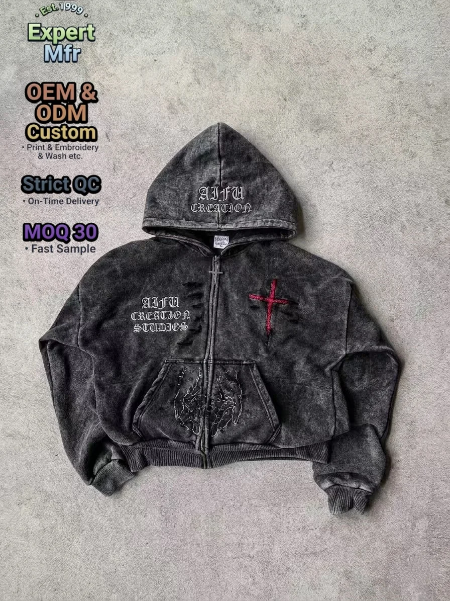 【Opium Collective】bound hoodie Custom Opium Aesthetic 100% Cotton Hoodie Acid Wash Distressed