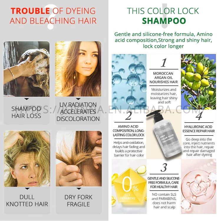 
 Восстанавливающий кондиционер, шампунь без выцветания и сохраняющий седые цветные маски, маска для окрашивания волос  